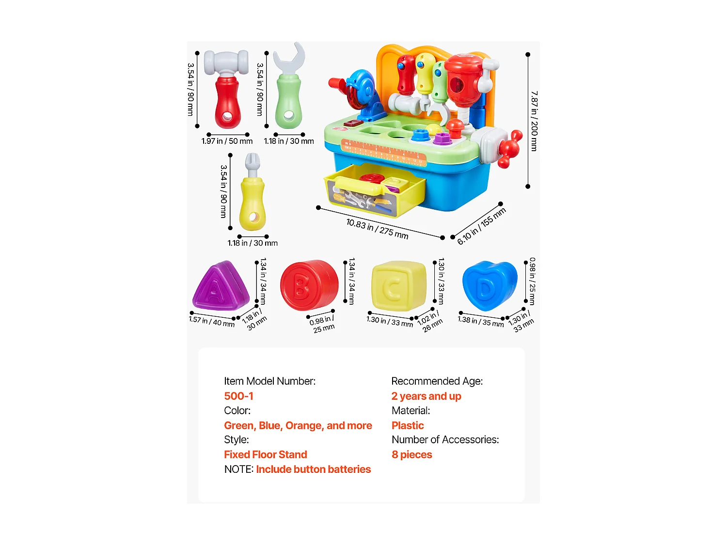 Werkbank-Spielzeug, SucceBuy Werkbank-Spielzeug mit Musik und Motorik für Kinder ab 2 Jahren
