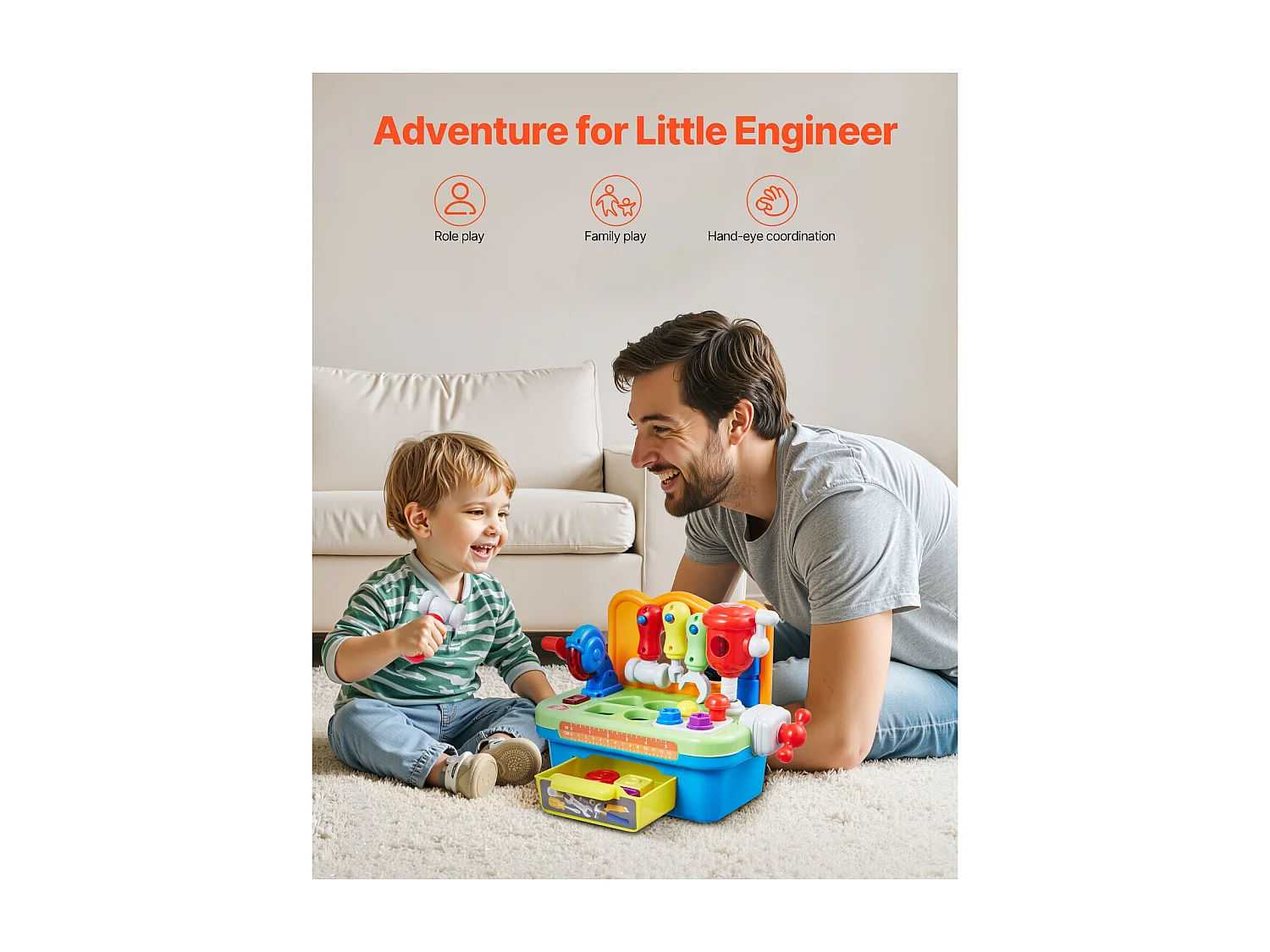 Werkbank-Spielzeug, SucceBuy Werkbank-Spielzeug mit Musik und Motorik für Kinder ab 2 Jahren