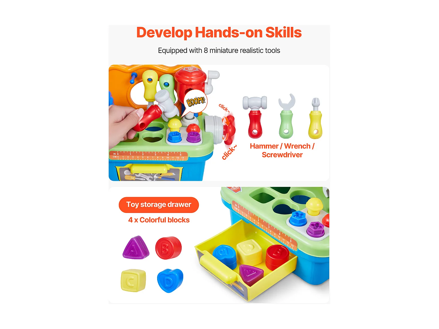 Werkbank-Spielzeug, SucceBuy Werkbank-Spielzeug mit Musik und Motorik für Kinder ab 2 Jahren