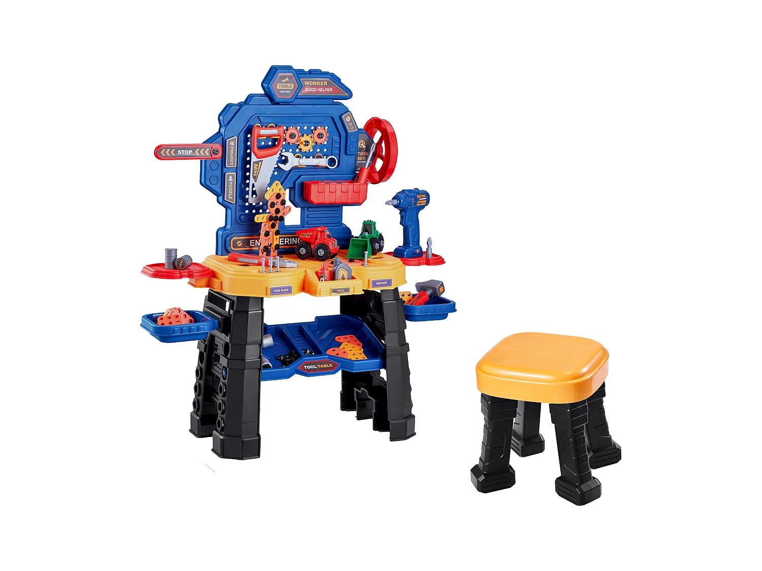Werkbank Speelgoed, SucceBuy Kinderwerkbank met 181-delige Speelgoedset voor Kinderen vanaf 3 Jaar