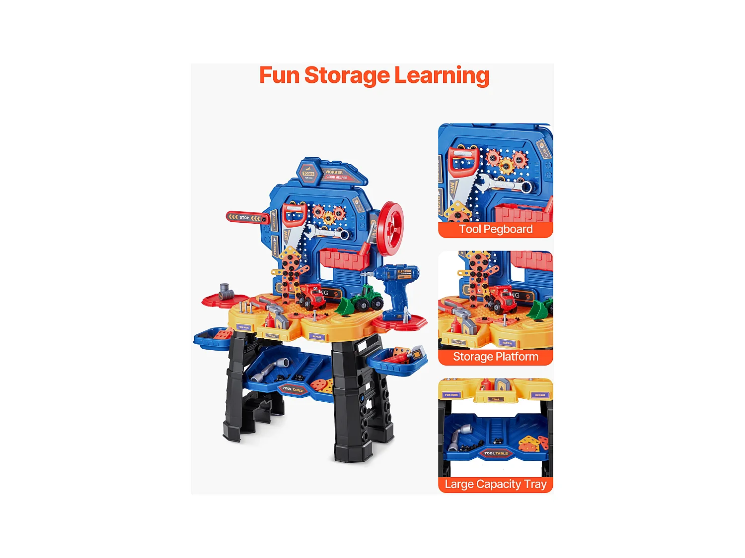 Werkbank Speelgoed, SucceBuy Kinderwerkbank met 181-delige Speelgoedset voor Kinderen vanaf 3 Jaar
