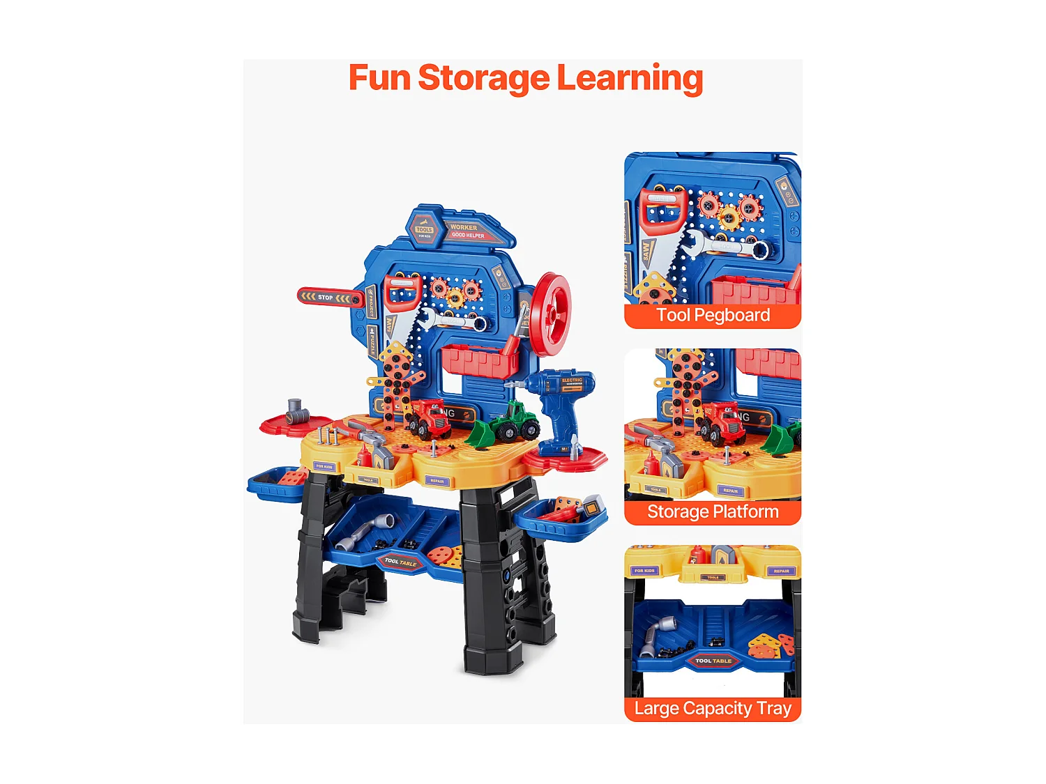 Jouet d'Établi, SucceBuy Établi pour Enfants avec Ensemble de Jouets de 181 Pièces pour les Enfants de 3 Ans et Plus