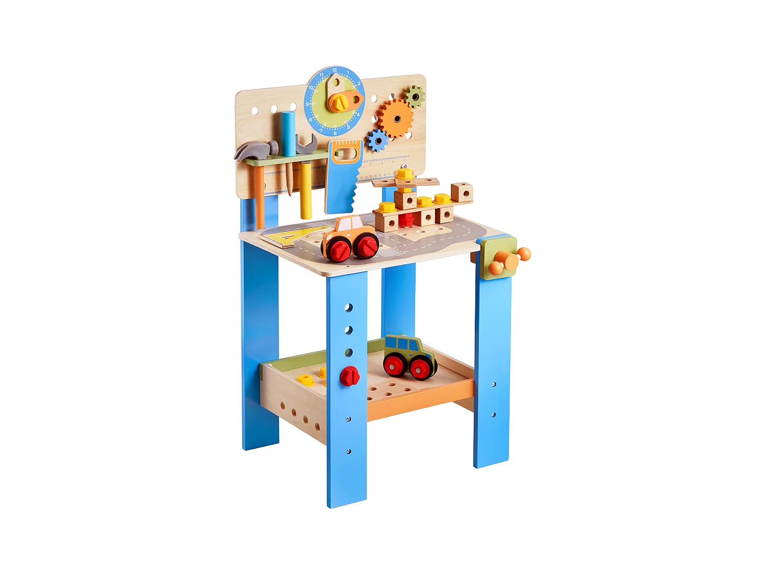 Jouet d'Établi, SucceBuy Établi en Bois pour Enfants avec 62 Pièces et Outils Réalistes