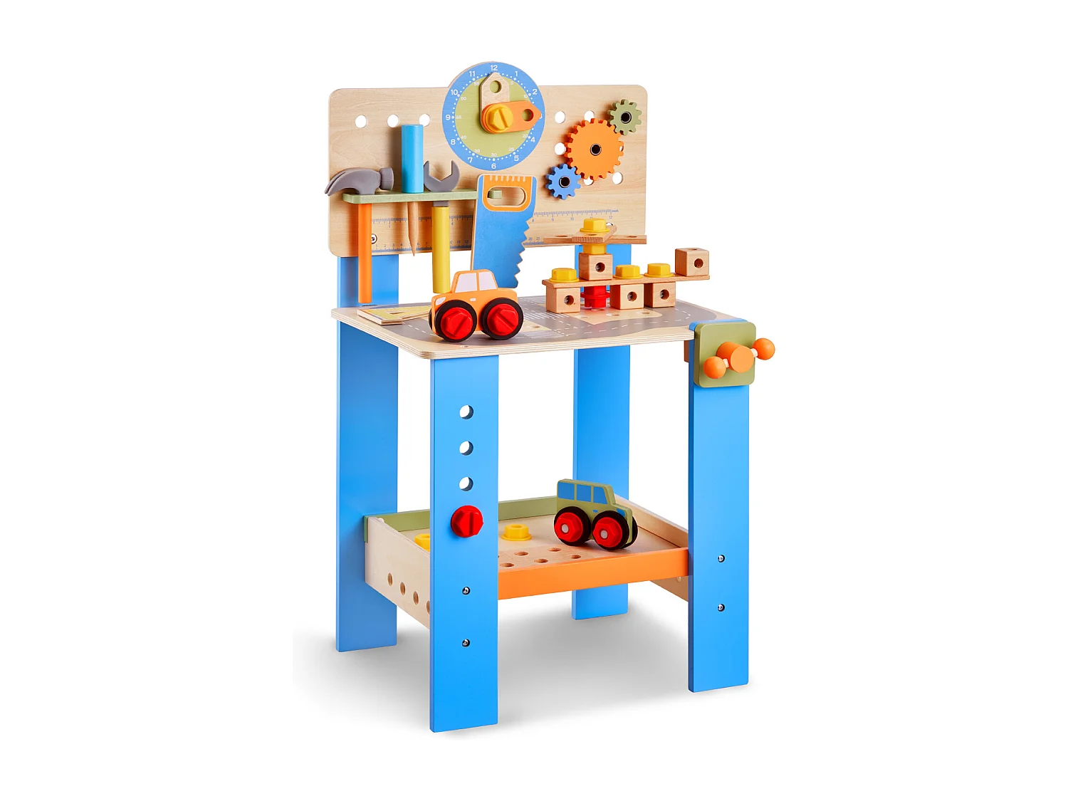 Jouet d'Établi, SucceBuy Établi en Bois pour Enfants avec 62 Pièces et Outils Réalistes