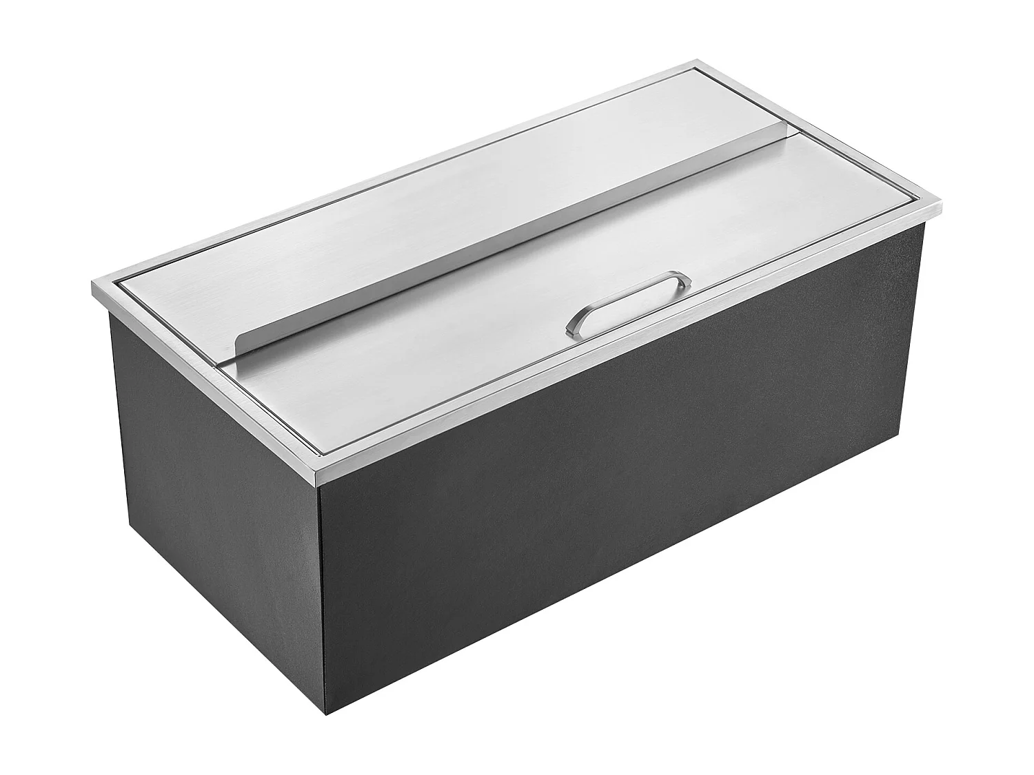 Seau à Glace SucceBuy 95,66 L 91x46x36 cm, Glacière Encastrée en Acier Inoxydable avec Couvercle, Idéal pour la Cuisine Extérieure