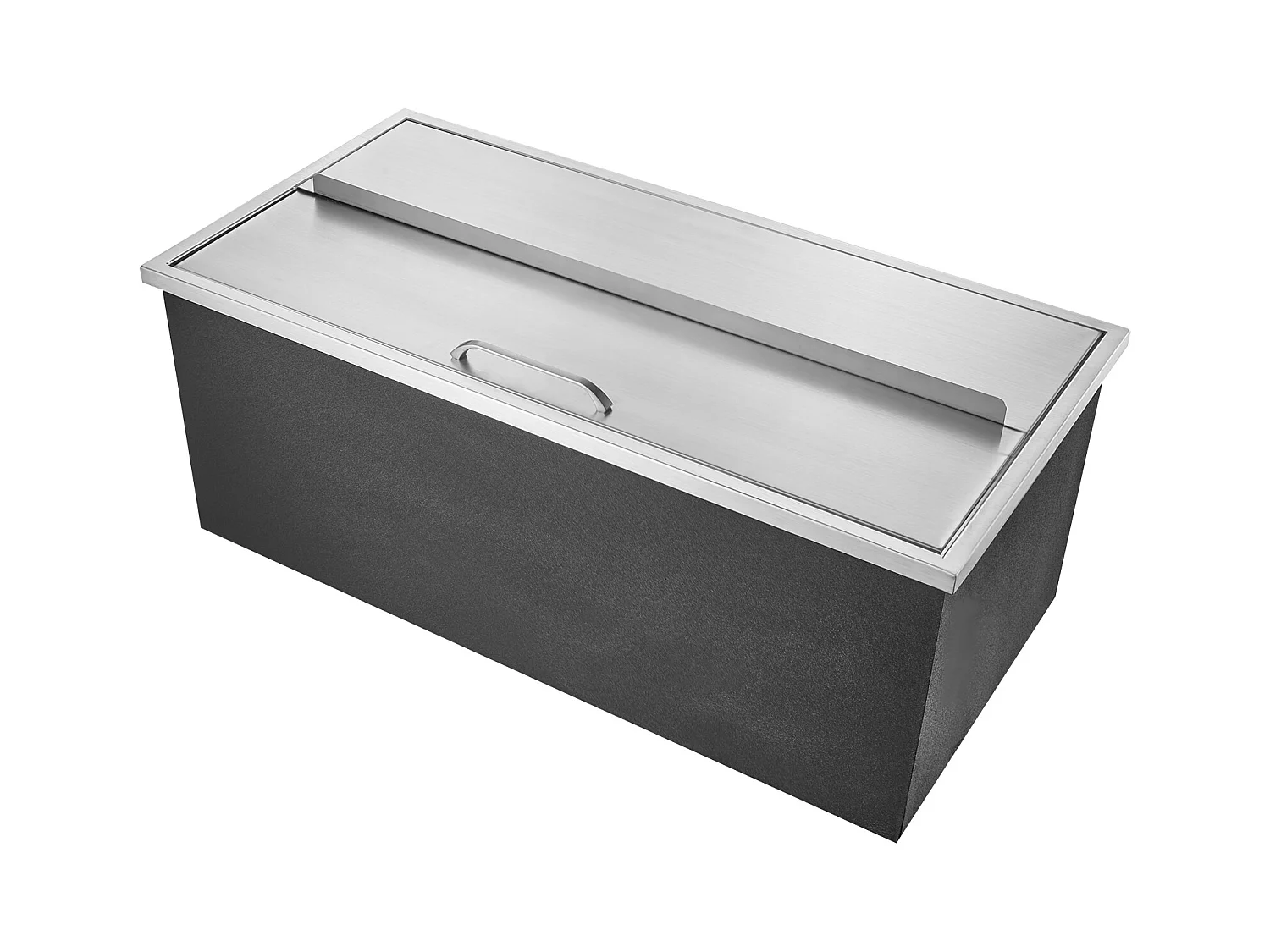 Seau à Glace SucceBuy 95,66 L 91x46x36 cm, Glacière Encastrée en Acier Inoxydable avec Couvercle, Idéal pour la Cuisine Extérieure