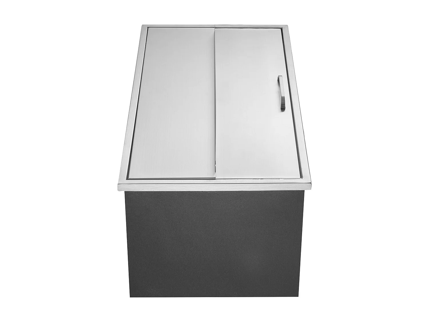 Seau à Glace SucceBuy 95,66 L 91x46x36 cm, Glacière Encastrée en Acier Inoxydable avec Couvercle, Idéal pour la Cuisine Extérieure