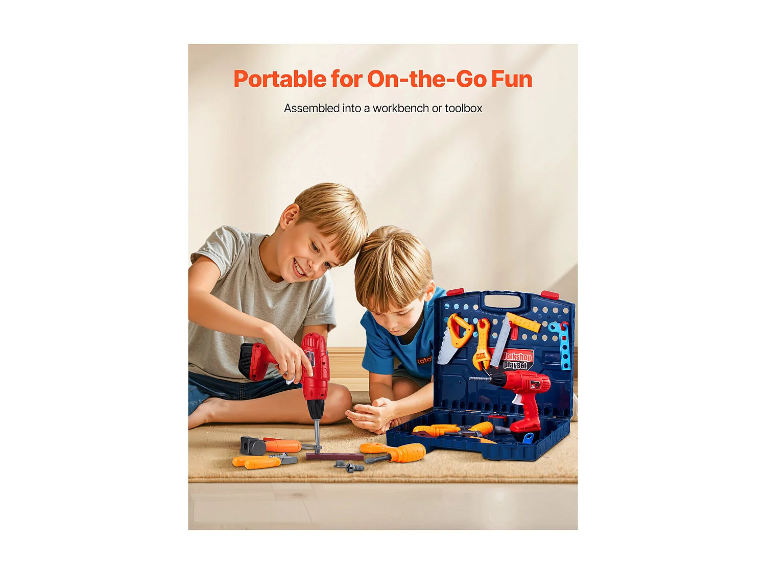 Jouet d'Établi, SucceBuy Établi de Bricolage pour Enfants avec 56 Pièces et Perceuse Jouet Réaliste