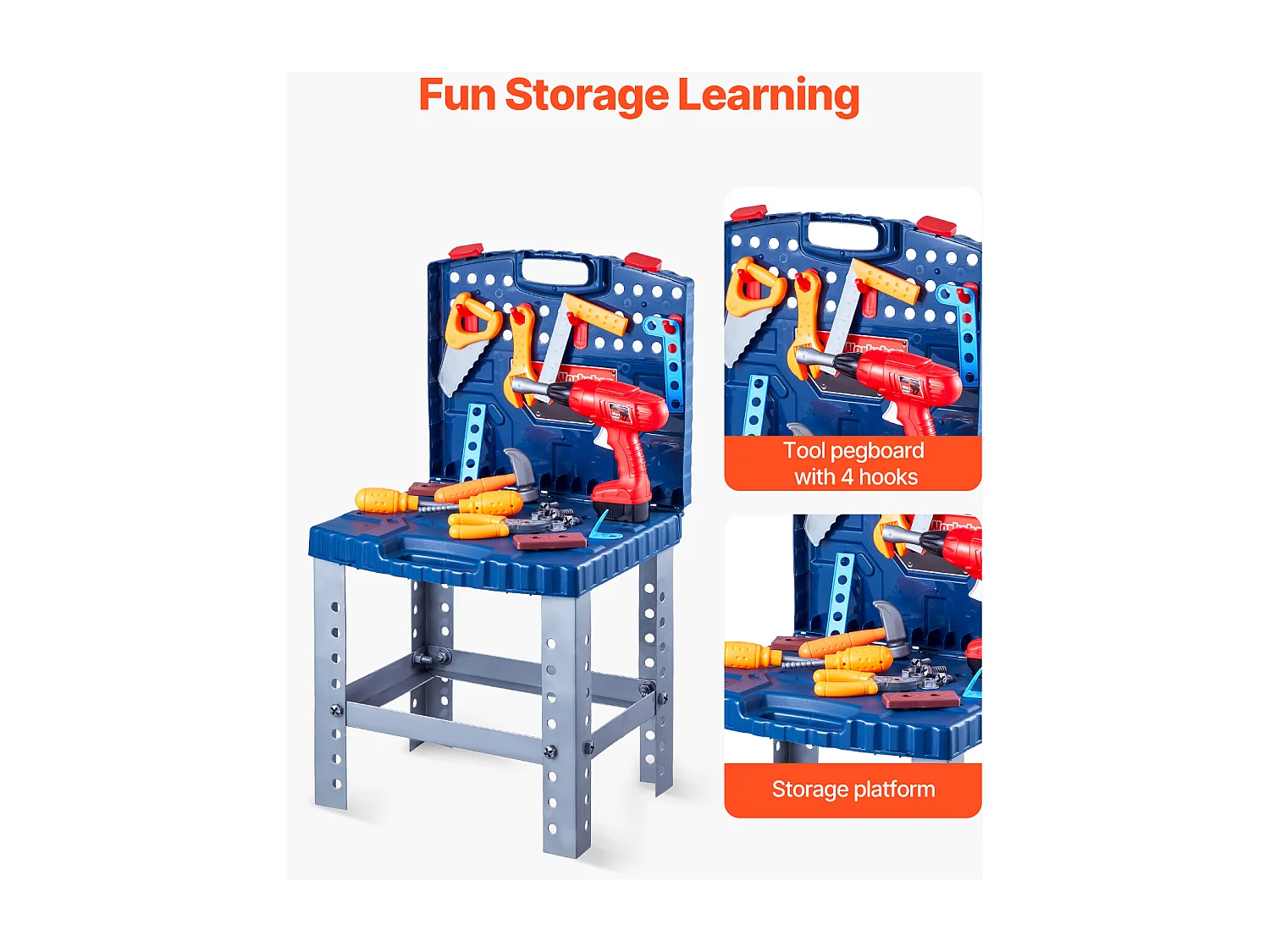 Jouet d'Établi, SucceBuy Établi de Bricolage pour Enfants avec 56 Pièces et Perceuse Jouet Réaliste