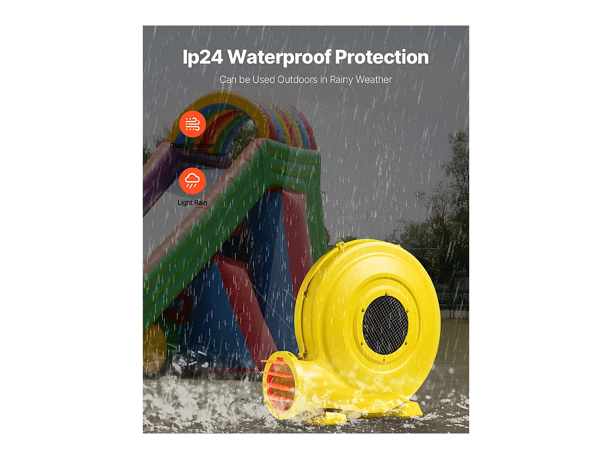 Souffleur d'Air SucceBuy Souffleur Gonflable 1,3 CV 950 W, Pompe à Air Commerciale pour Structures Gonflables, Jaune