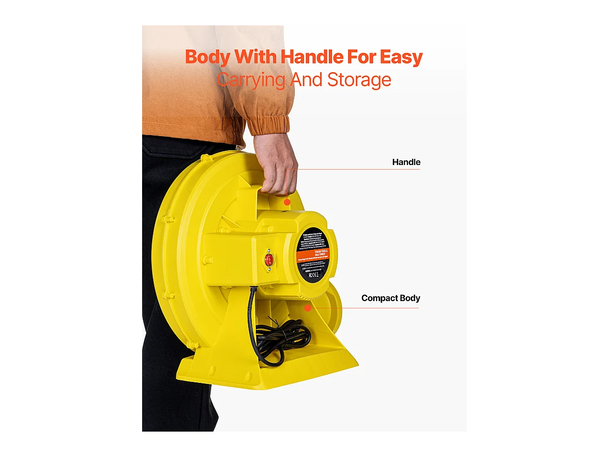Souffleur d'Air SucceBuy Souffleur Gonflable 1,3 CV 950 W, Pompe à Air Commerciale pour Structures Gonflables, Jaune