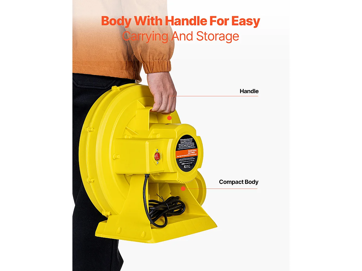 Souffleur d'Air SucceBuy Souffleur Gonflable 1,3 CV 950 W, Pompe à Air Commerciale pour Structures Gonflables, Jaune