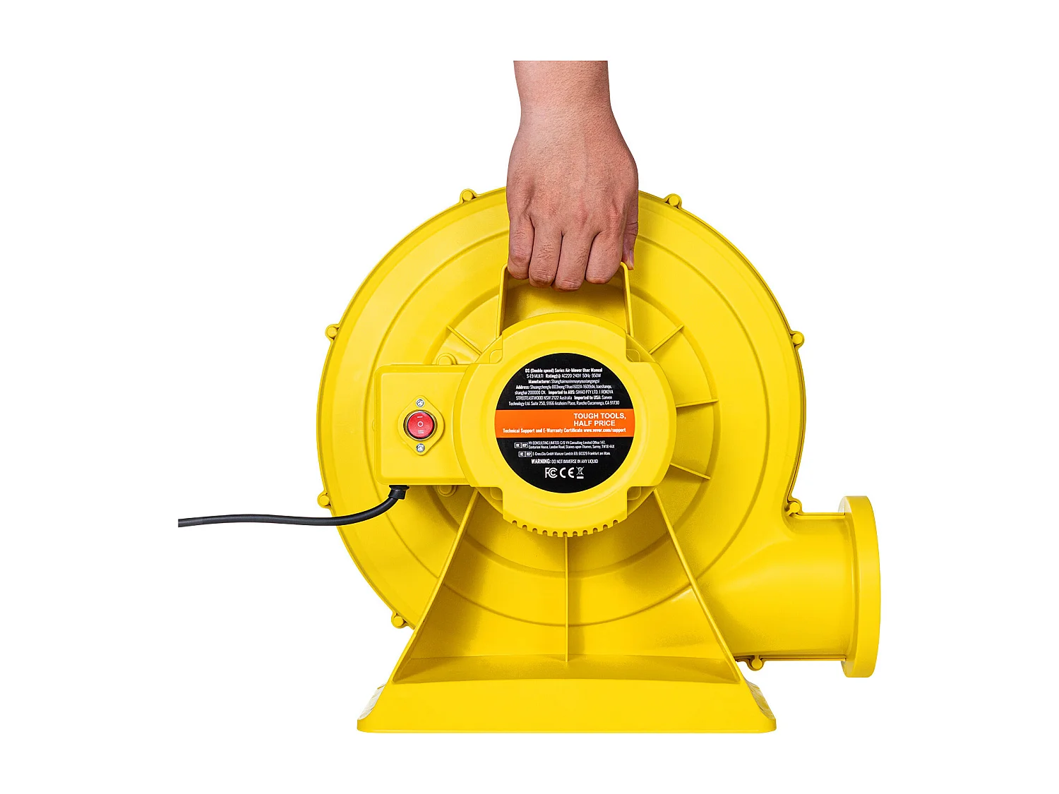 Souffleur d'Air SucceBuy Souffleur Gonflable 1,3 CV 950 W, Pompe à Air Commerciale pour Structures Gonflables, Jaune