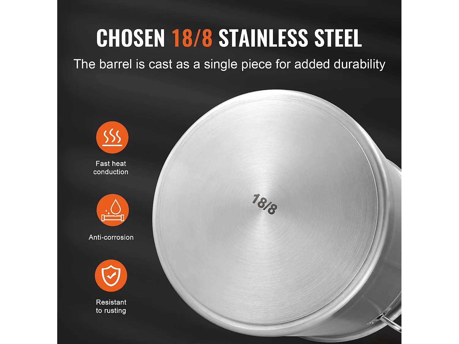 Marmite en Acier Inoxydable SucceBuy de 42 L - Grande Marmite de Cuisine avec Couvercle, Idéale pour Cuisson en Grande Quantité et Restauration