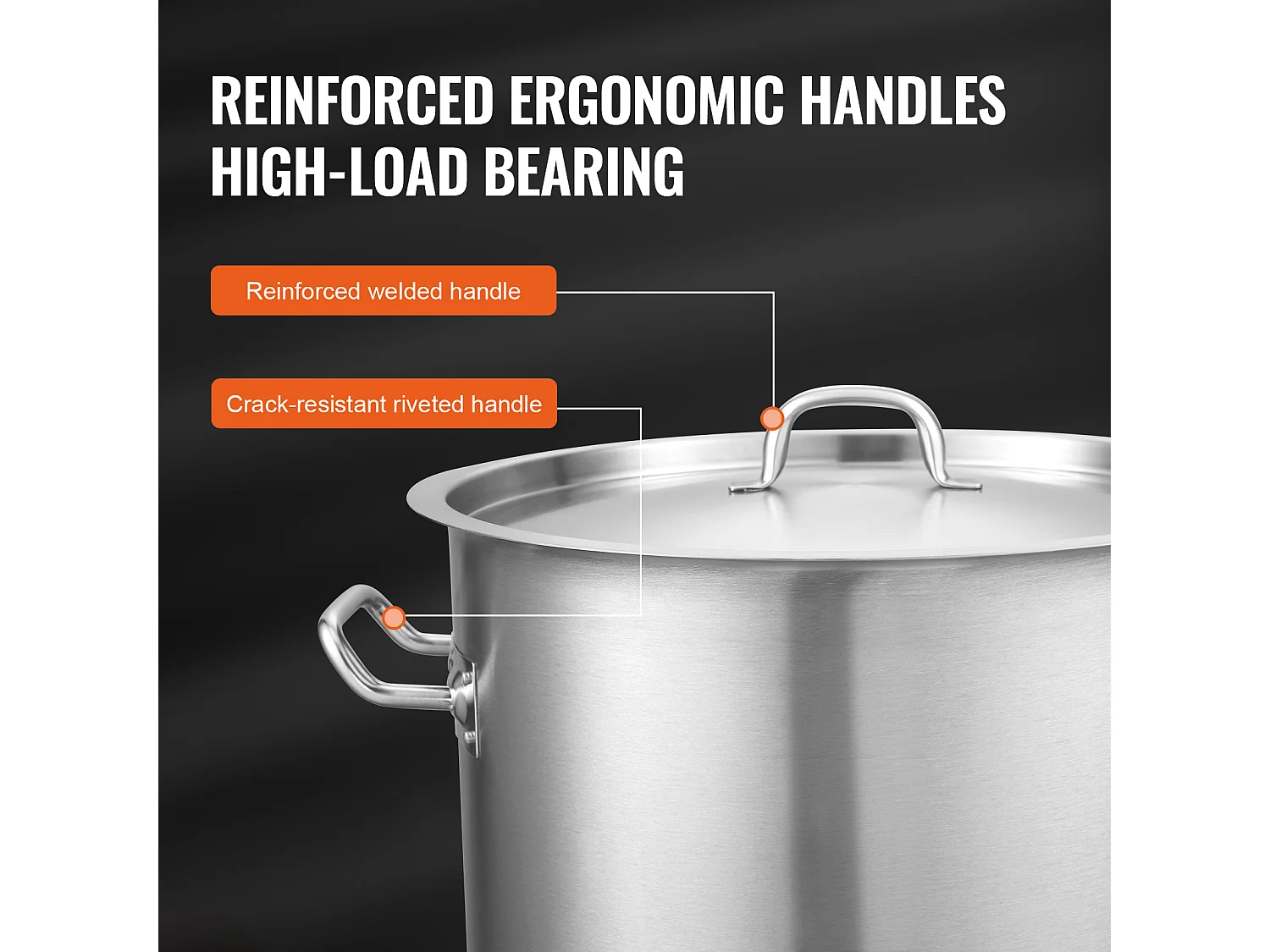 Marmite en Acier Inoxydable SucceBuy de 42 L - Grande Marmite de Cuisine avec Couvercle, Idéale pour Cuisson en Grande Quantité et Restauration