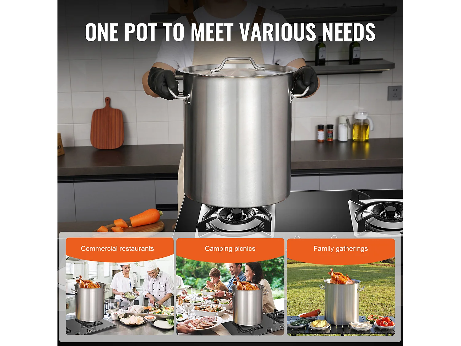 RVS Pot SucceBuy van 42 L met Zeef en Deksel voor het Koken, Perfect voor Culinaire Bereidingen en Evenementen