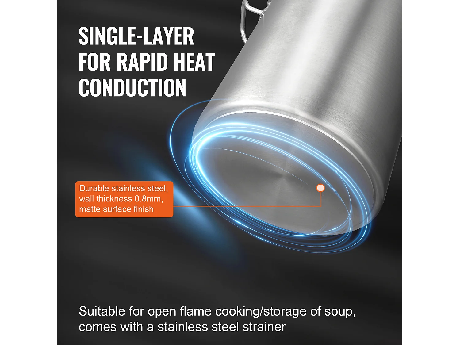 Marmite en Acier Inoxydable SucceBuy de 42 L avec Passoire et Couvercle pour la Cuisson, Parfaite pour Préparations Culinaires et Événements