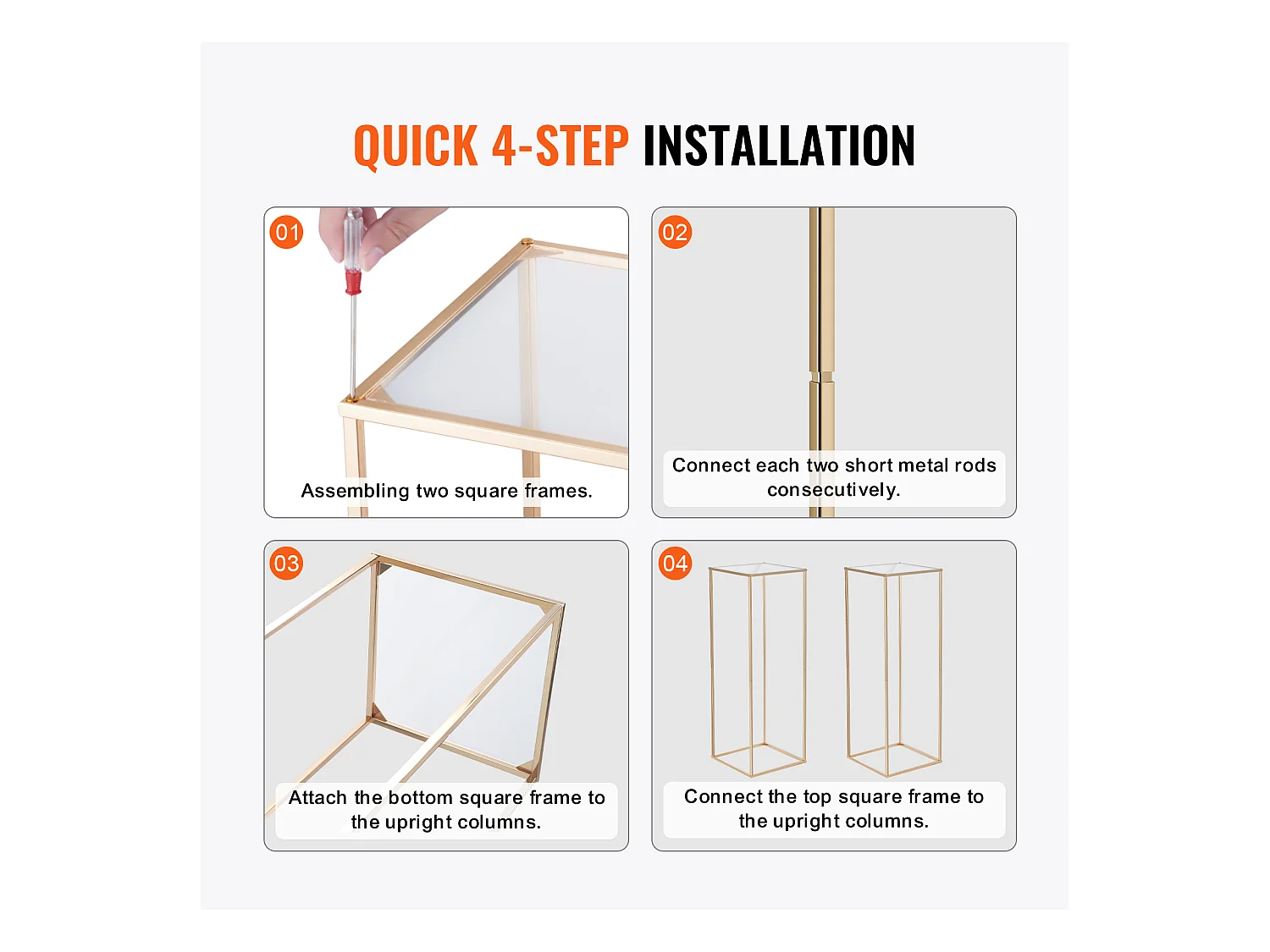 Support de Fleurs SucceBuy Lot de 2 Supports à Fleurs de Mariage de 80 cm de Haut, Stratifié Acrylique, Présentoir à Fleurs