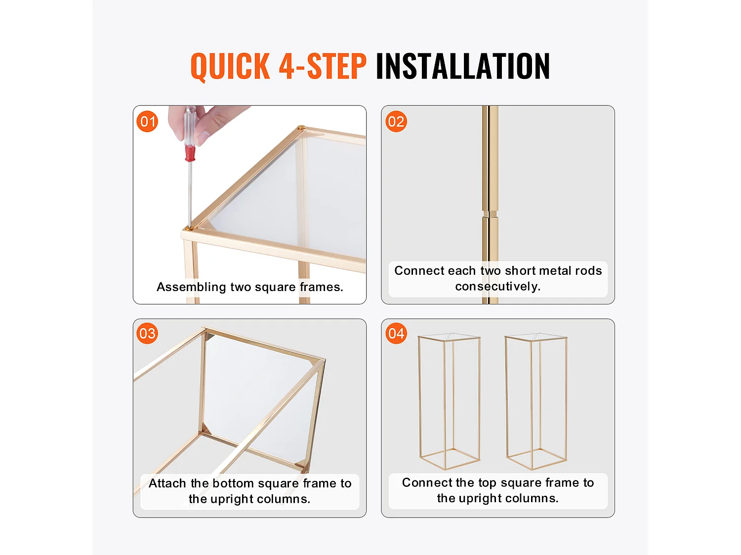 Support de Fleurs SucceBuy Lot de 2 Supports à Fleurs de Mariage de 80 cm de Haut, Stratifié Acrylique, Présentoir à Fleurs