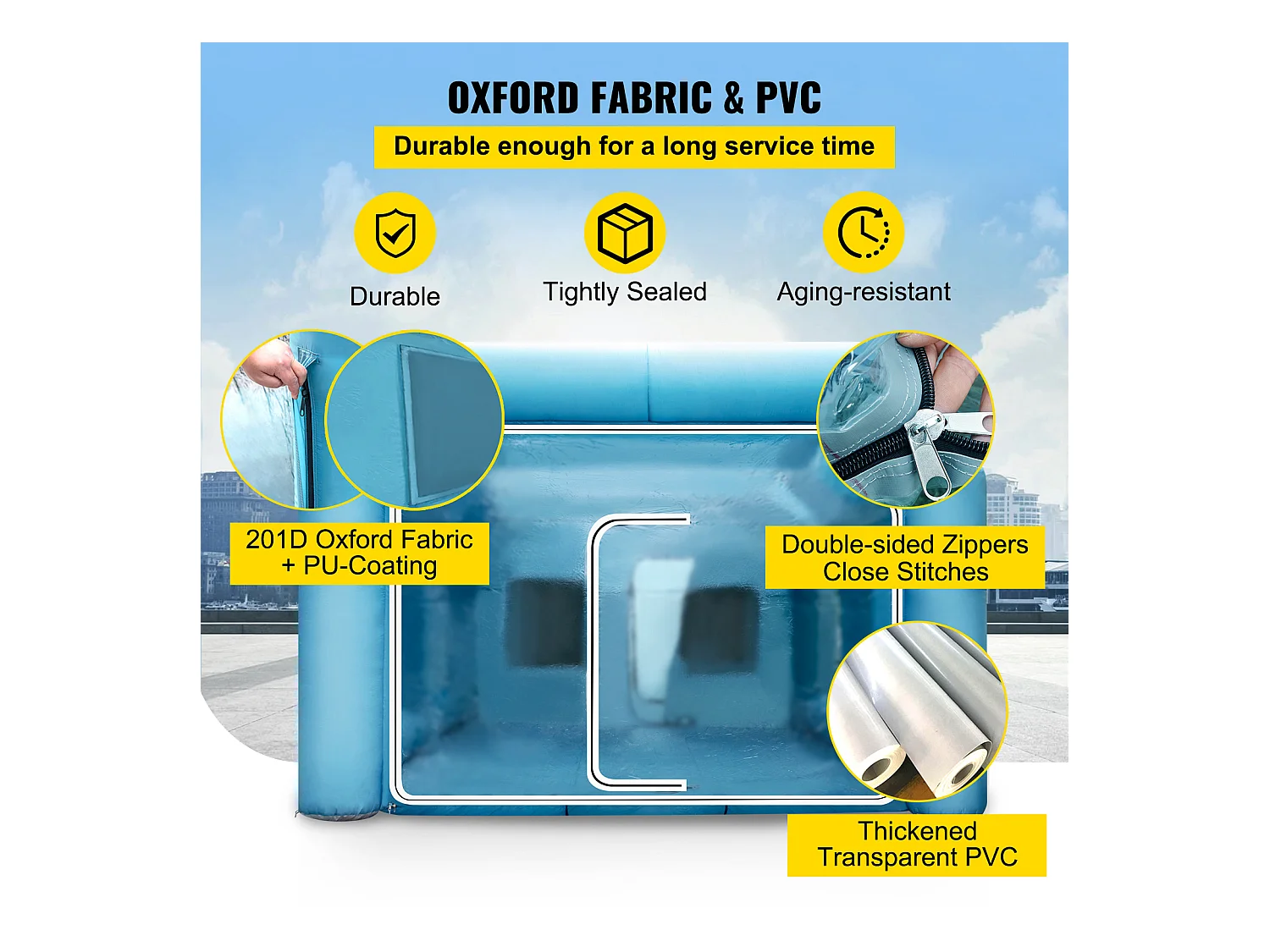 Cabine de Peinture Gonflable SucceBuy Cabine de Peinture Gonflable 8.99 x 6 x 3.96 m avec Filtre et Souffleurs