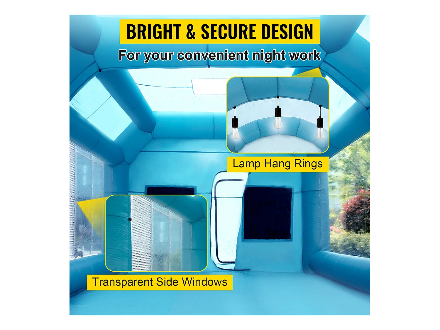 Cabine de Peinture Gonflable SucceBuy Cabine de Peinture Gonflable 8.99 x 6 x 3.96 m avec Filtre et Souffleurs