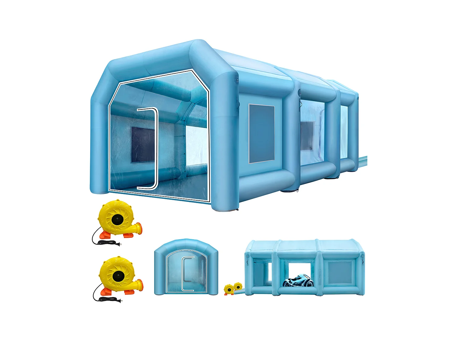Cabine de Peinture Gonflable SucceBuy Cabine de Peinture Gonflable 8.99 x 6 x 3.96 m avec Filtre et Souffleurs