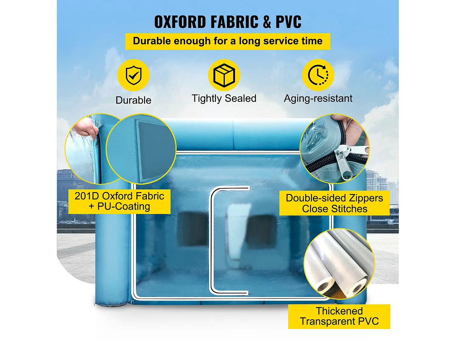 Cabine de Peinture Gonflable SucceBuy Cabine de Peinture Gonflable 8.99 x 6 x 3.96 m avec Filtre et Souffleurs