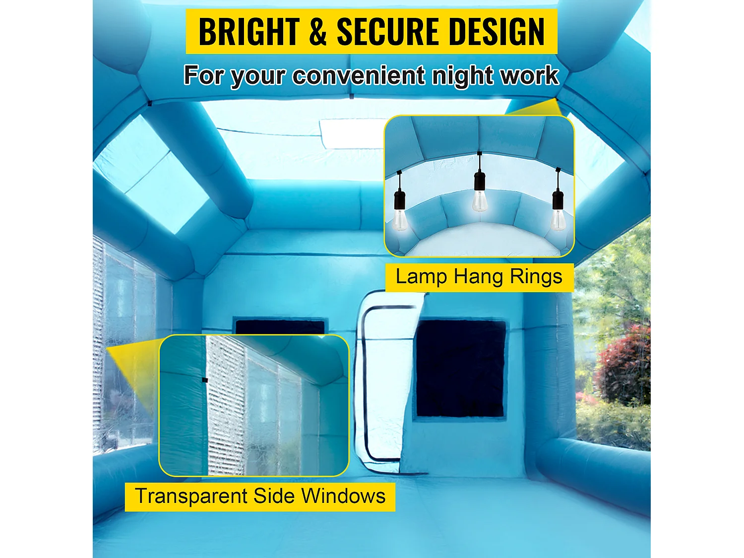 Cabine de Peinture Gonflable SucceBuy Cabine de Peinture Gonflable 8.99 x 6 x 3.96 m avec Filtre et Souffleurs