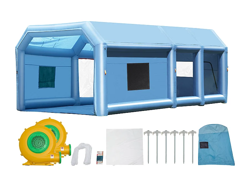 Cabine de Peinture Gonflable SucceBuy Cabine de Peinture Gonflable 9.99 x 6.4 x 4.51 m Cabine de Pulvérisation Gonflable 1100 W + 750 W