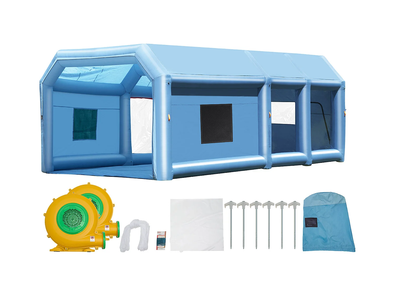 Cabine de Peinture Gonflable SucceBuy Cabine de Peinture Gonflable 9.99 x 6.4 x 4.51 m Cabine de Pulvérisation Gonflable 1100 W + 750 W