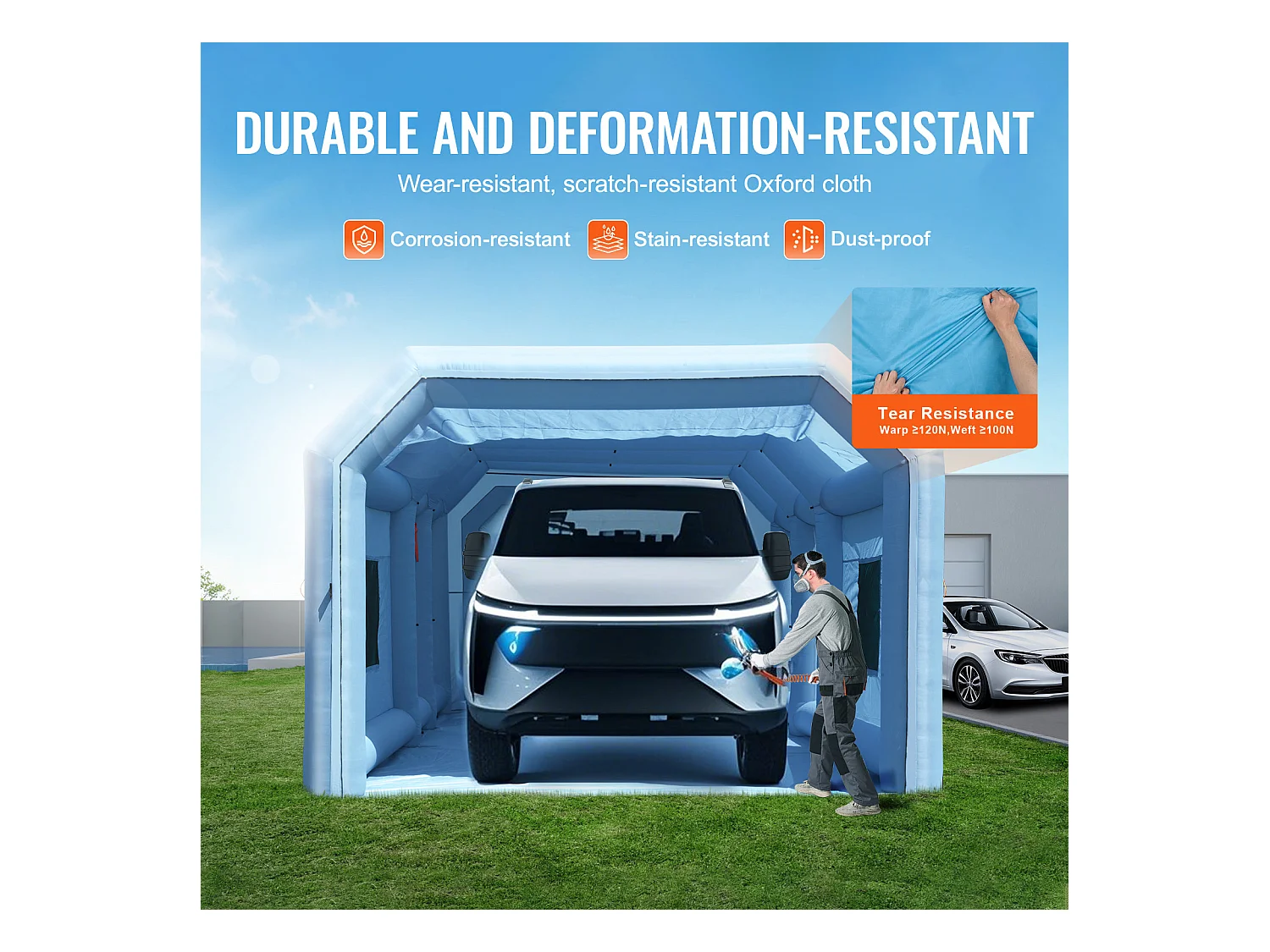 Cabine de Peinture Gonflable SucceBuy Cabine de Peinture Gonflable 9.99 x 6.4 x 4.51 m Cabine de Pulvérisation Gonflable 1100 W + 750 W