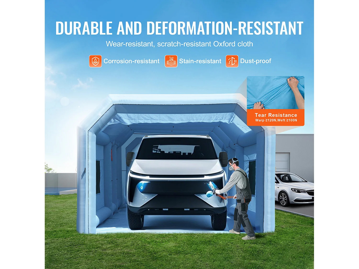 Cabine de Peinture Gonflable SucceBuy Cabine de Peinture Gonflable 9.99 x 6.4 x 4.51 m Cabine de Pulvérisation Gonflable 1100 W + 750 W