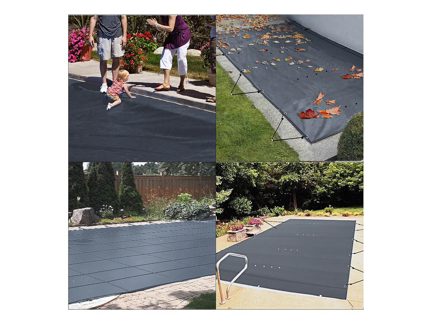 Bâche piscine, Couverture de Sécurité SucceBuy pour Piscine Creusées, 305 x 567 cm, Gris Foncé