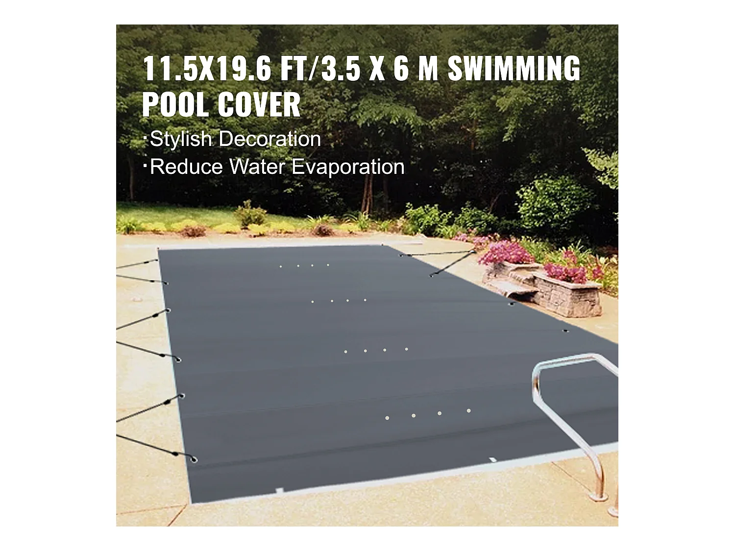 Bâche piscine, Couverture de Sécurité SucceBuy pour Piscine Creusées, 305 x 567 cm, Gris Foncé