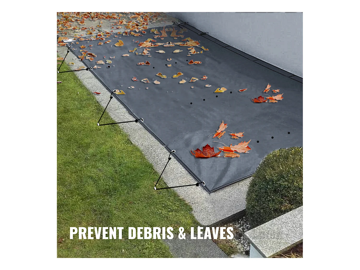 Bâche piscine, Couverture de Sécurité SucceBuy pour Piscine Creusées, 305 x 567 cm, Gris Foncé