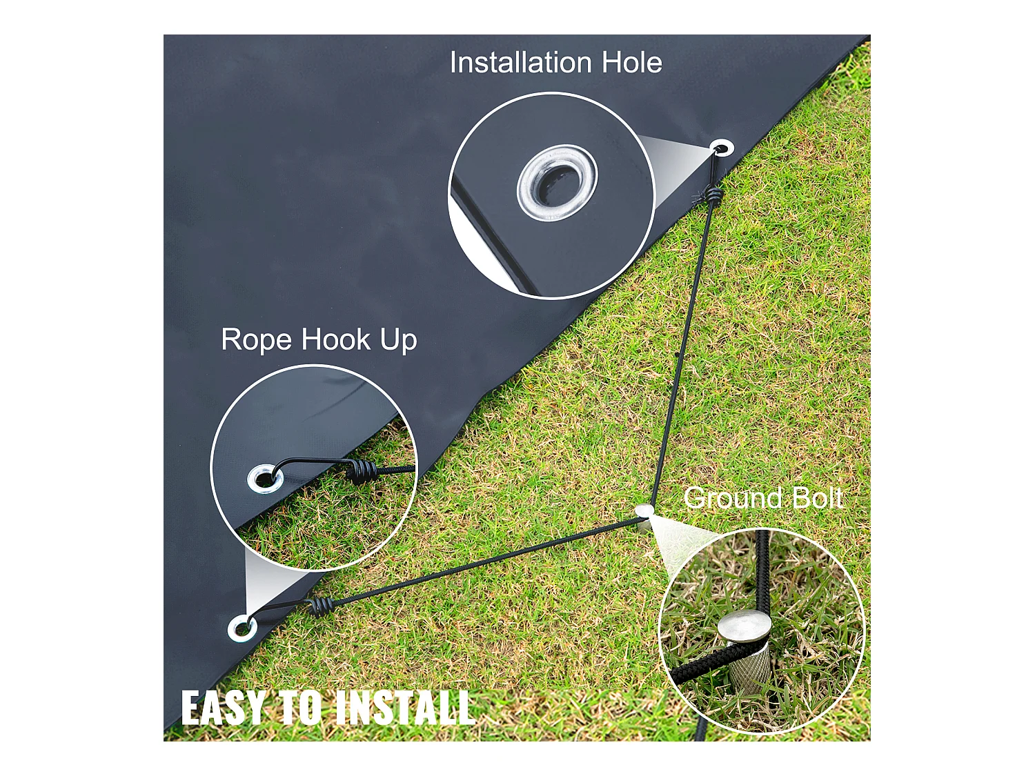 Bâche piscine, Couverture de Sécurité SucceBuy pour Piscine Creusées, 305 x 567 cm, Gris Foncé