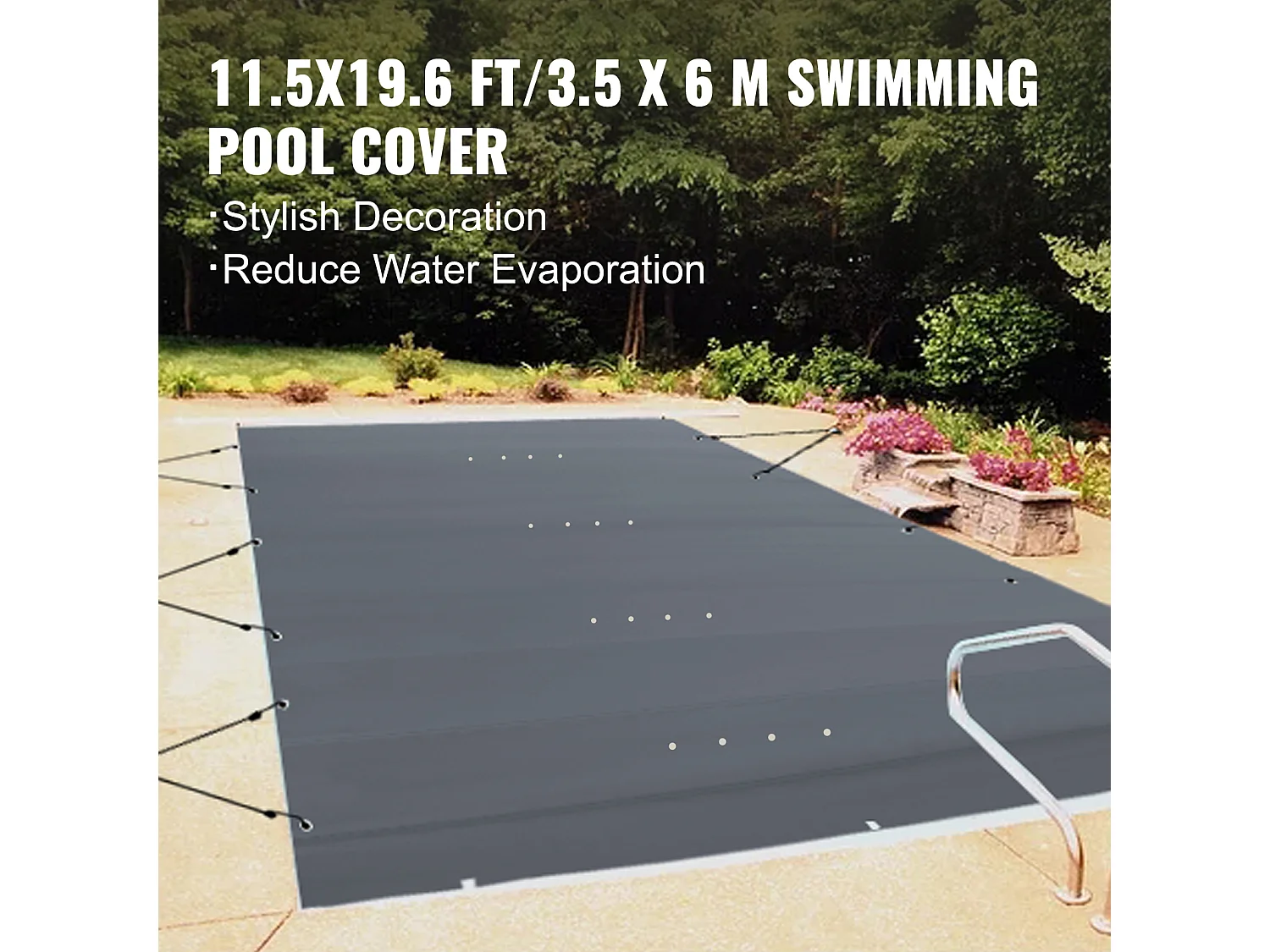 Bâche piscine, Couverture de Sécurité SucceBuy pour Piscine Creusées, 305 x 567 cm, Gris Foncé