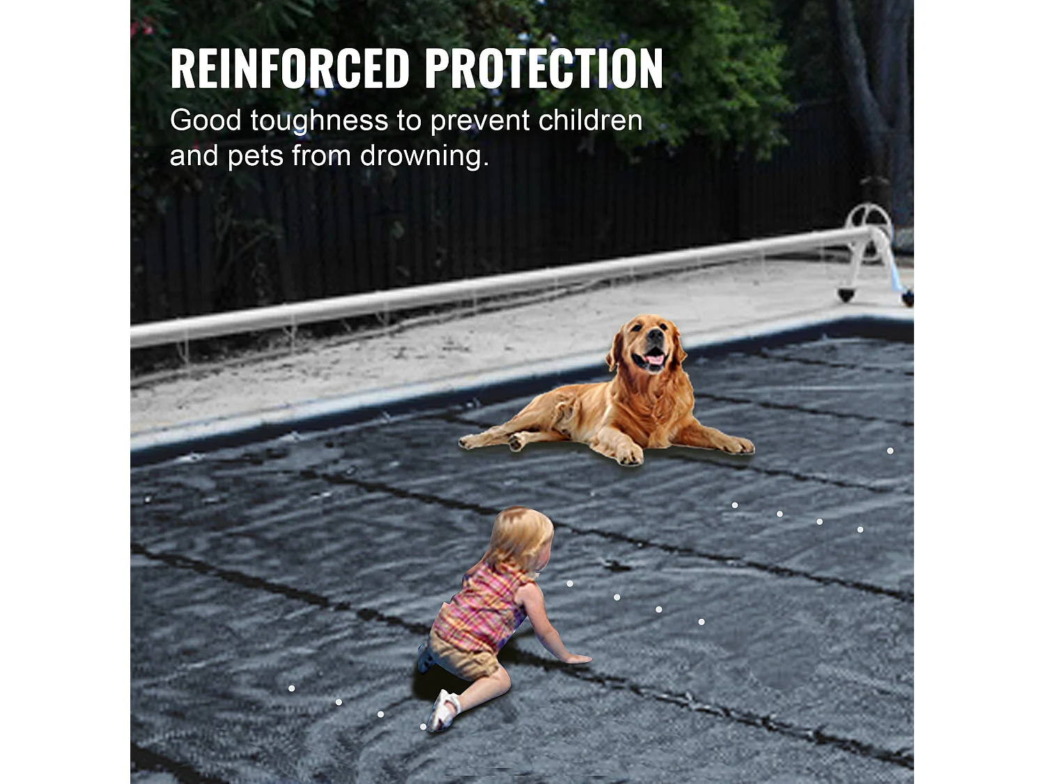 Bâche piscine, Couverture de Sécurité SucceBuy pour Piscine Creusées, 305 x 567 cm, Gris Foncé