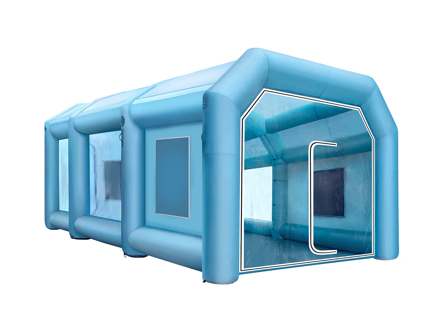 Cabine de Peinture Gonflable SucceBuy Cabine de Pulvérisation Gonflable 10.05 x 4.99 x 3.5 m pour Peinture Automobile avec 2 Souffleurs