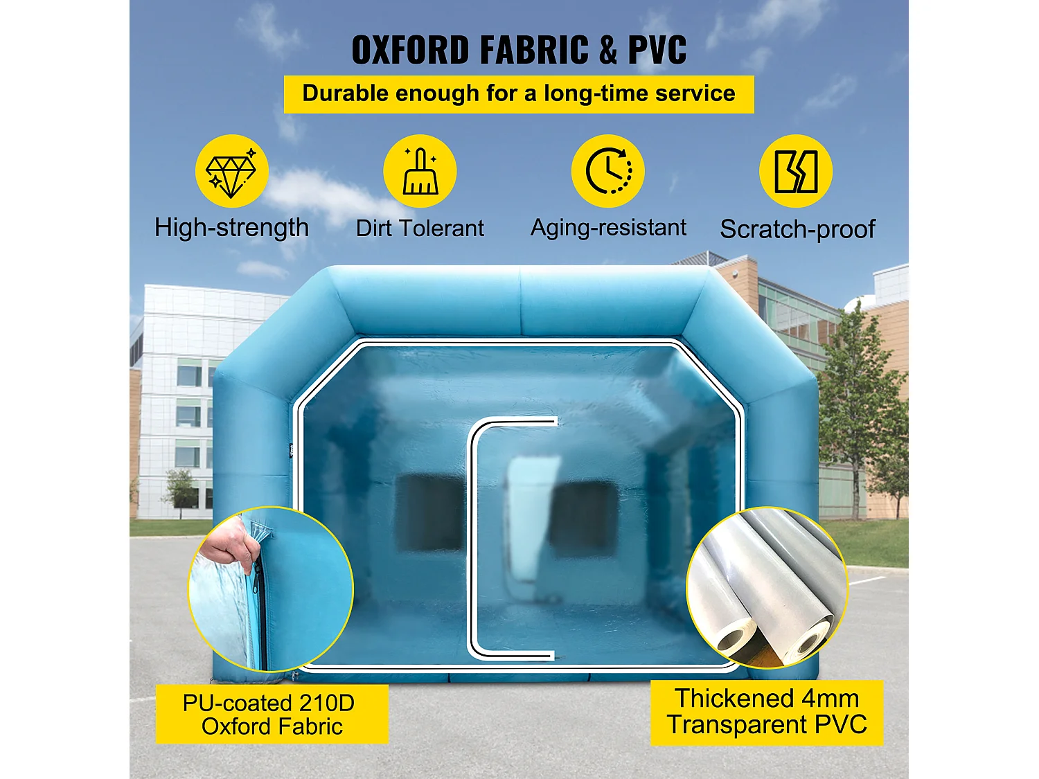 Cabine de Peinture Gonflable SucceBuy Cabine de Pulvérisation Gonflable 10.05 x 4.99 x 3.5 m pour Peinture Automobile avec 2 Souffleurs