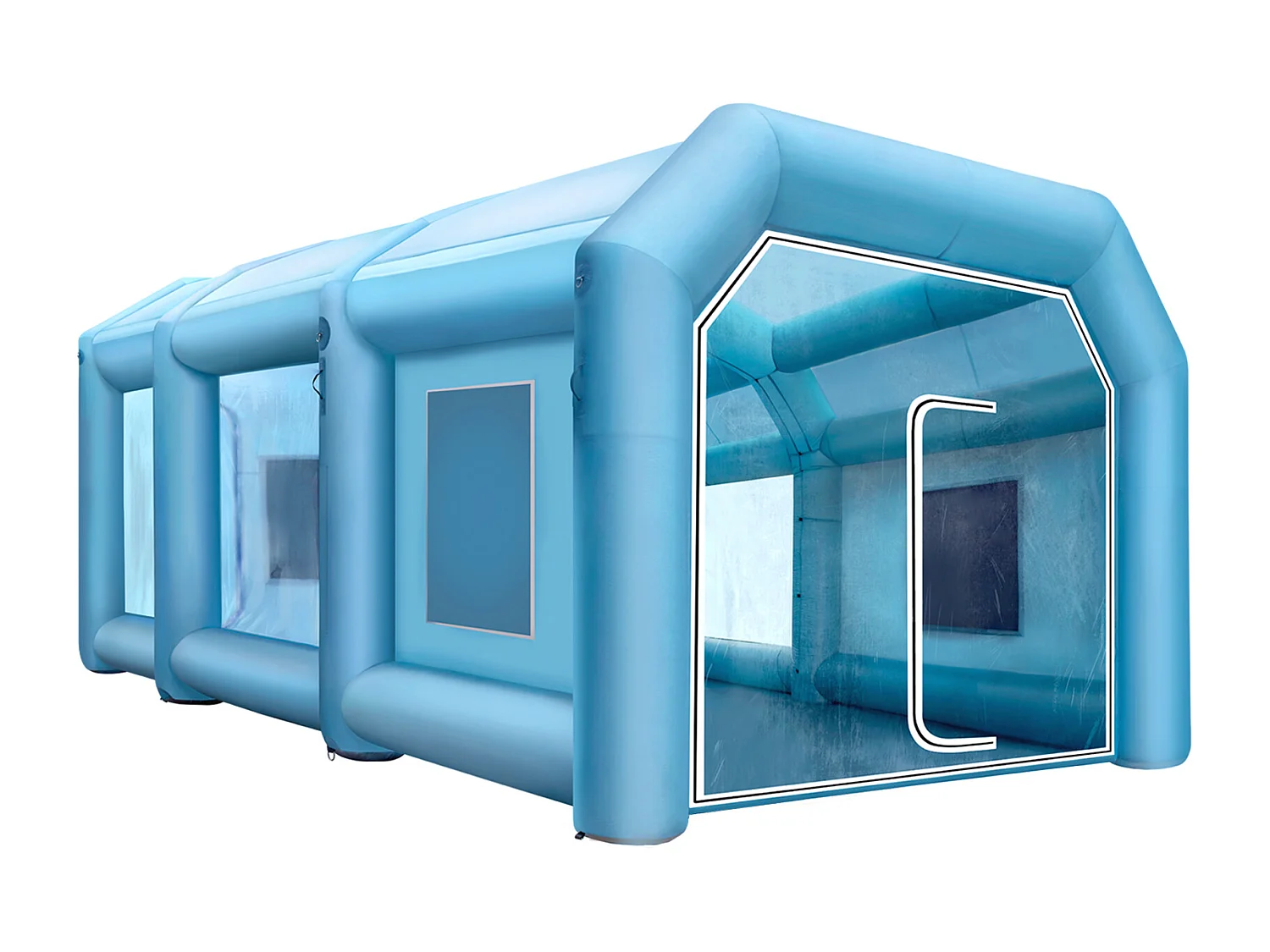 Cabine de Peinture Gonflable SucceBuy Cabine de Pulvérisation Gonflable 10.05 x 4.99 x 3.5 m pour Peinture Automobile avec 2 Souffleurs