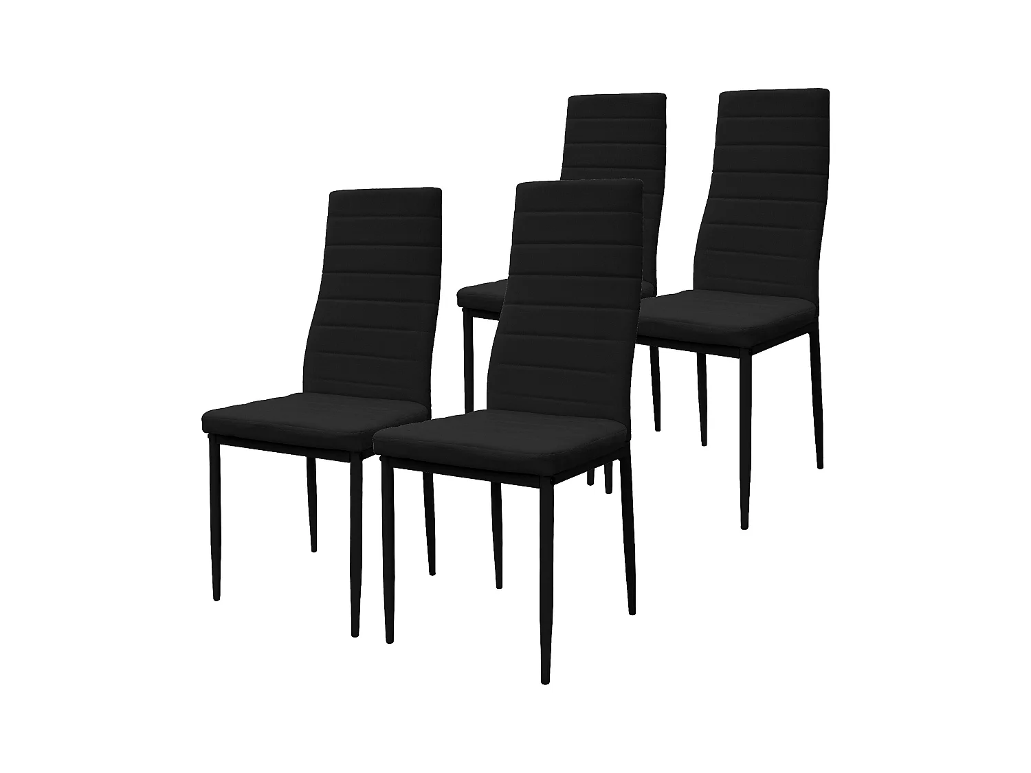 Lot de 4 chaises de salle à manger noir avec dossier haut rembourrées en simili pieds en acier patins de protection de sol inclus charge de 120 kg