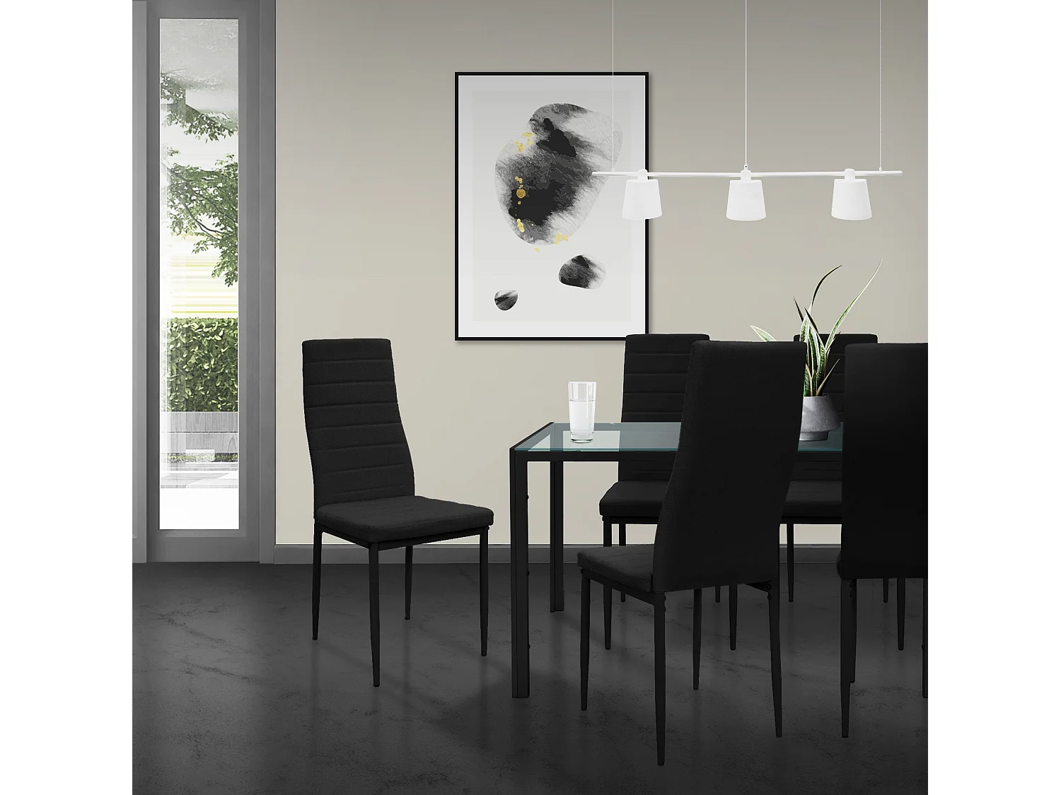 Set 4 Sedie Da Pranzo Imbottite In Tessuto Con Gambe In Metallo Nero - Portata 120kg - 6