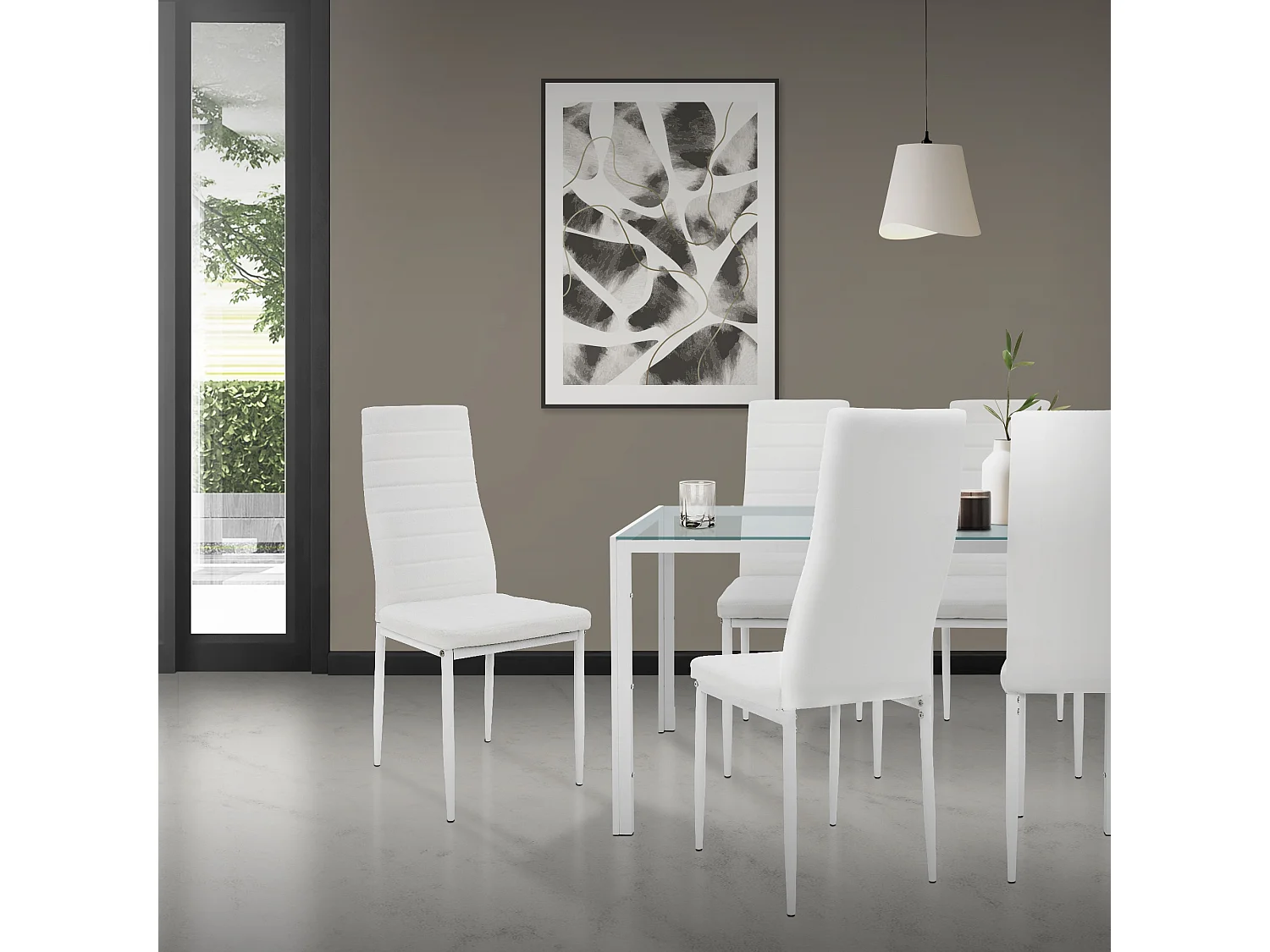 ML-Design Set 4 sedie sala da pranzo similpelle bianco sedie cucina con schienale imbottite gambe metallo ergonomiche moderne per tavolo soggiorno