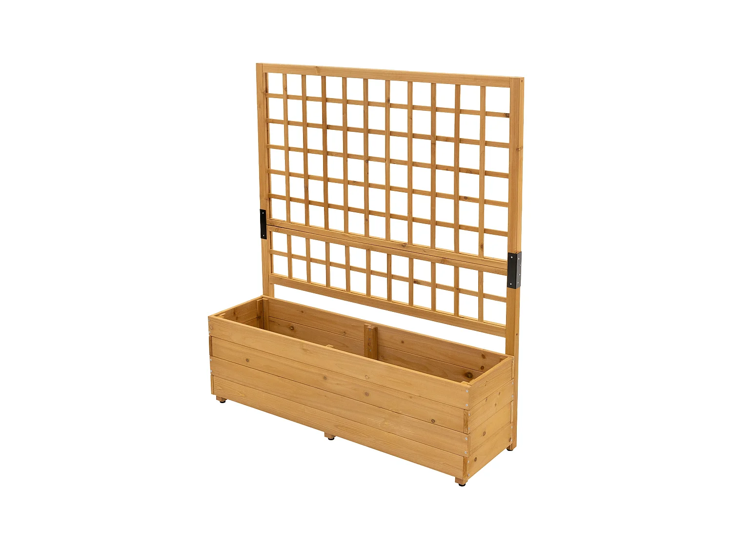 Jardinière avec treillis 119,5 × 139 × 36,5 cm marron en bois massif pour plantes grimpantes et  bac à fleurs ou surélevé ideal pour balcon ou Jardin