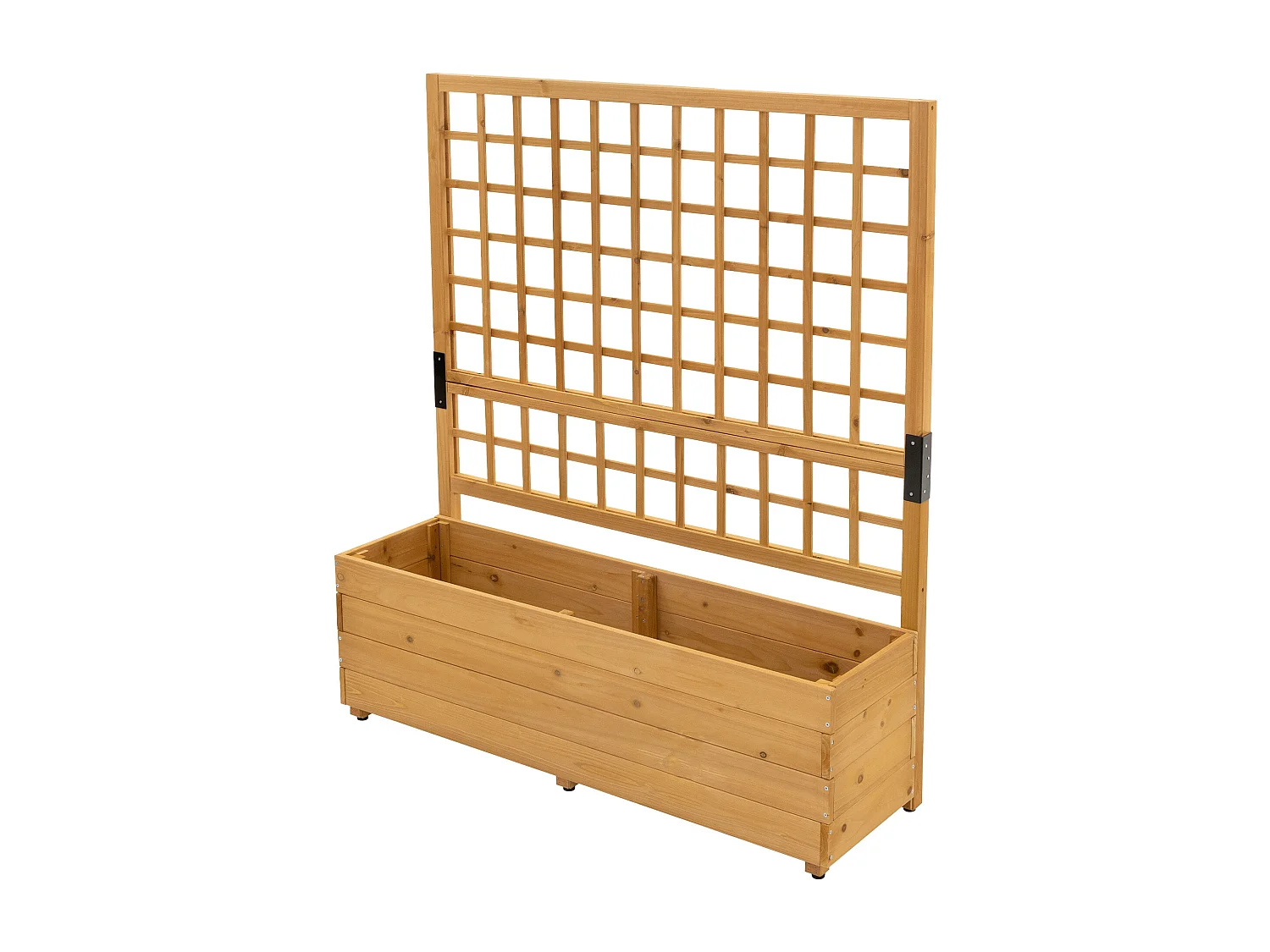 Jardinière avec treillis 119,5 × 139 × 36,5 cm marron en bois massif pour plantes grimpantes et  bac à fleurs ou surélevé ideal pour balcon ou Jardin