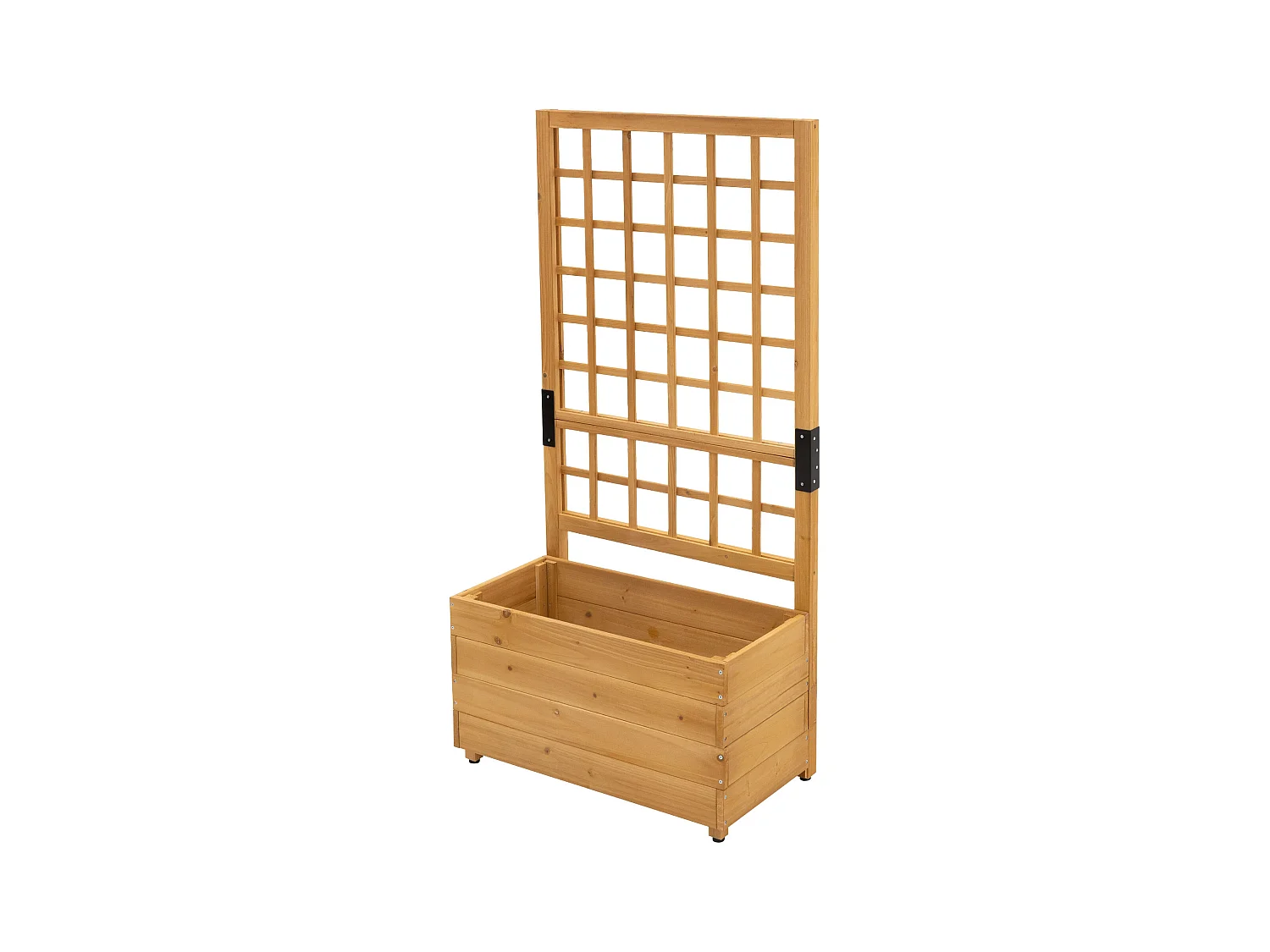 Jardinière avec treillis 67,5 × 139 × 36,5 cm marron en bois massif pour plantes grimpantes et  bac à fleurs ou surélevé ideal pour balcon ou Jardin