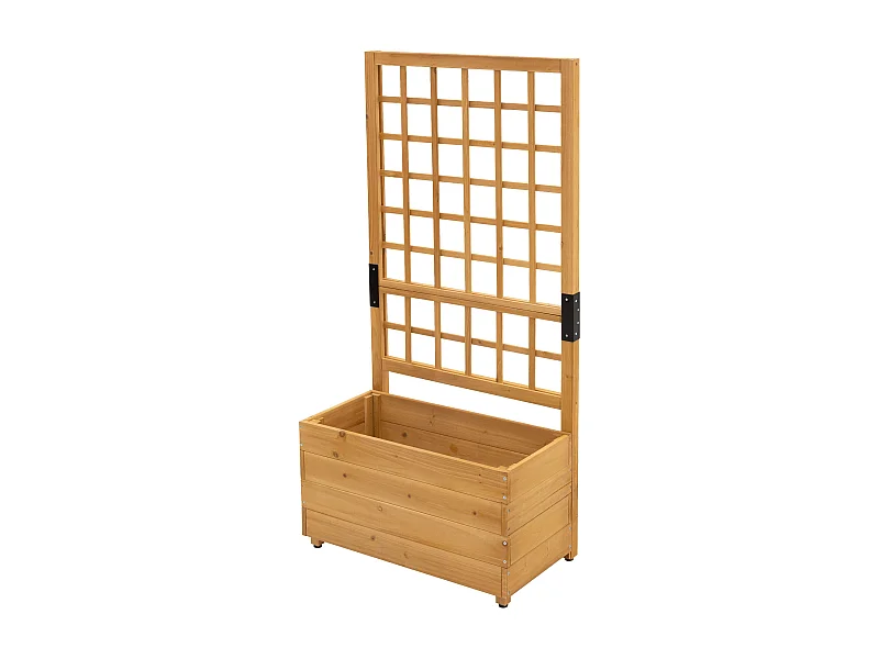 ML-Design Fioriera con grigliato 67,5x139x36,5cm marrone in legno massello vaso da esterno con spalliera per rampicanti per balcone giardino terrazzo