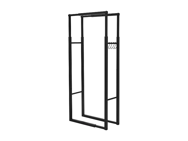 ML-Design Portalegna Regolabile in Metallo Nero con Ganci Scaffale per Legna da Camino o Stufa Rastrelliera Struttura Legnaia per Interno ed Esterno