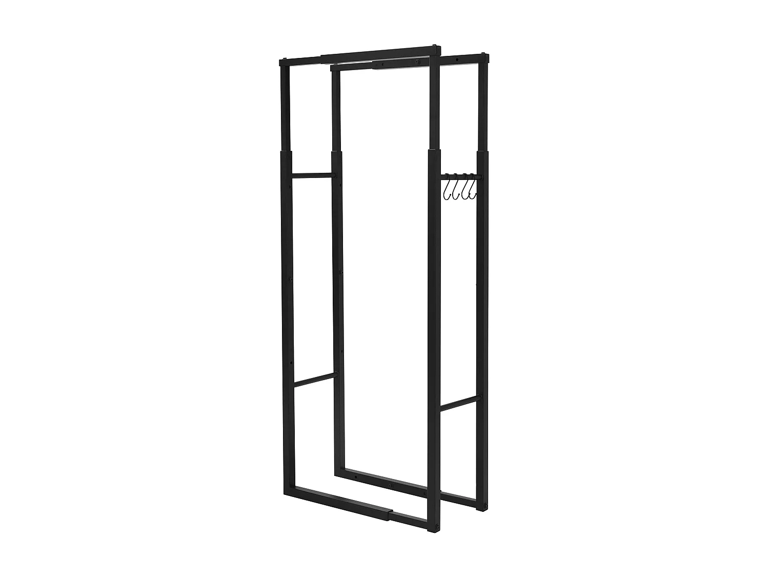 ML-Design Portalegna Regolabile in Metallo Nero con Ganci Scaffale per Legna da Camino o Stufa Rastrelliera Struttura Legnaia per Interno ed Esterno